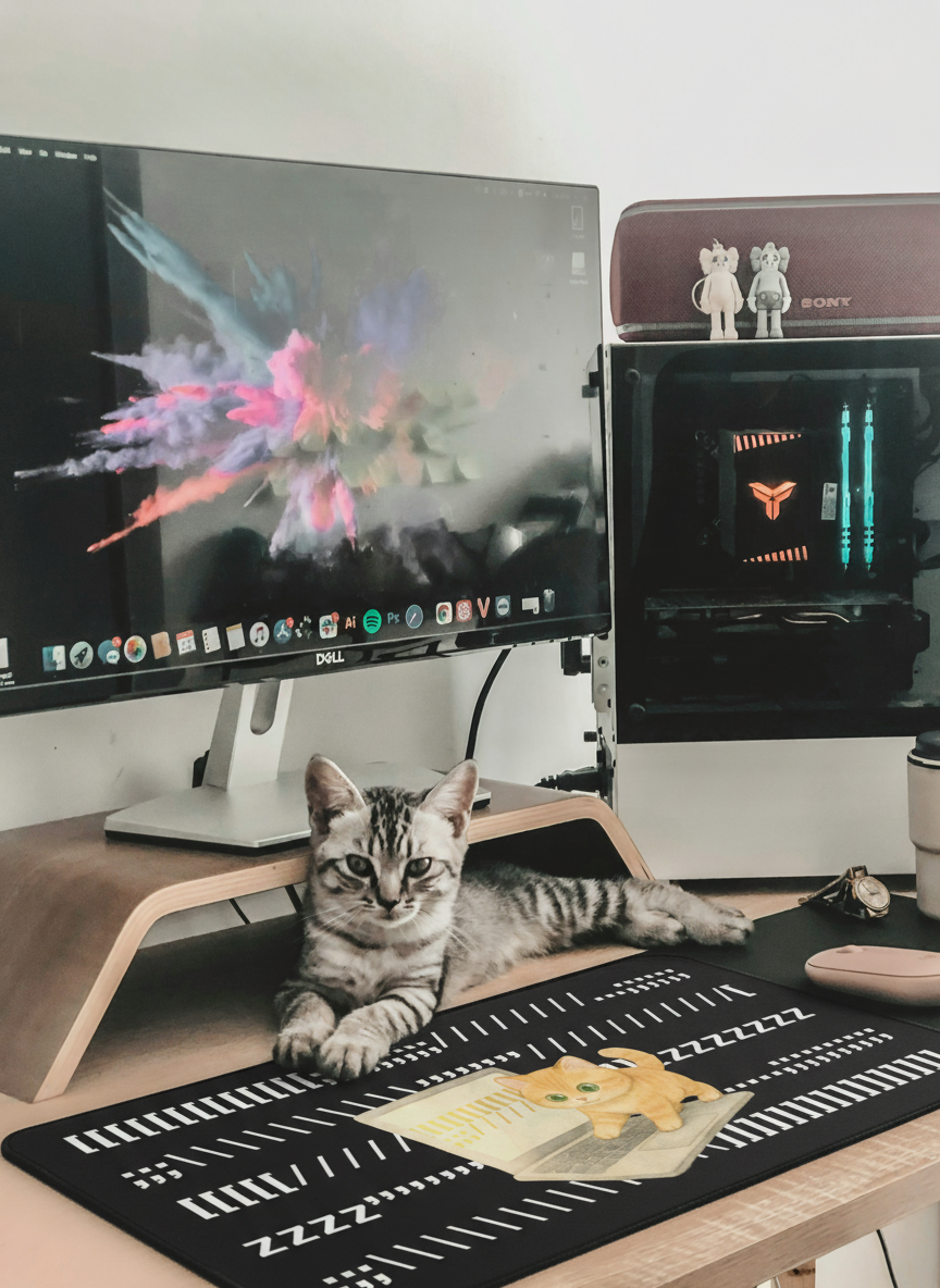 Funny Cat “Typing Wizard” Desk Mat – Cute Gaming & Work Mouse Pad