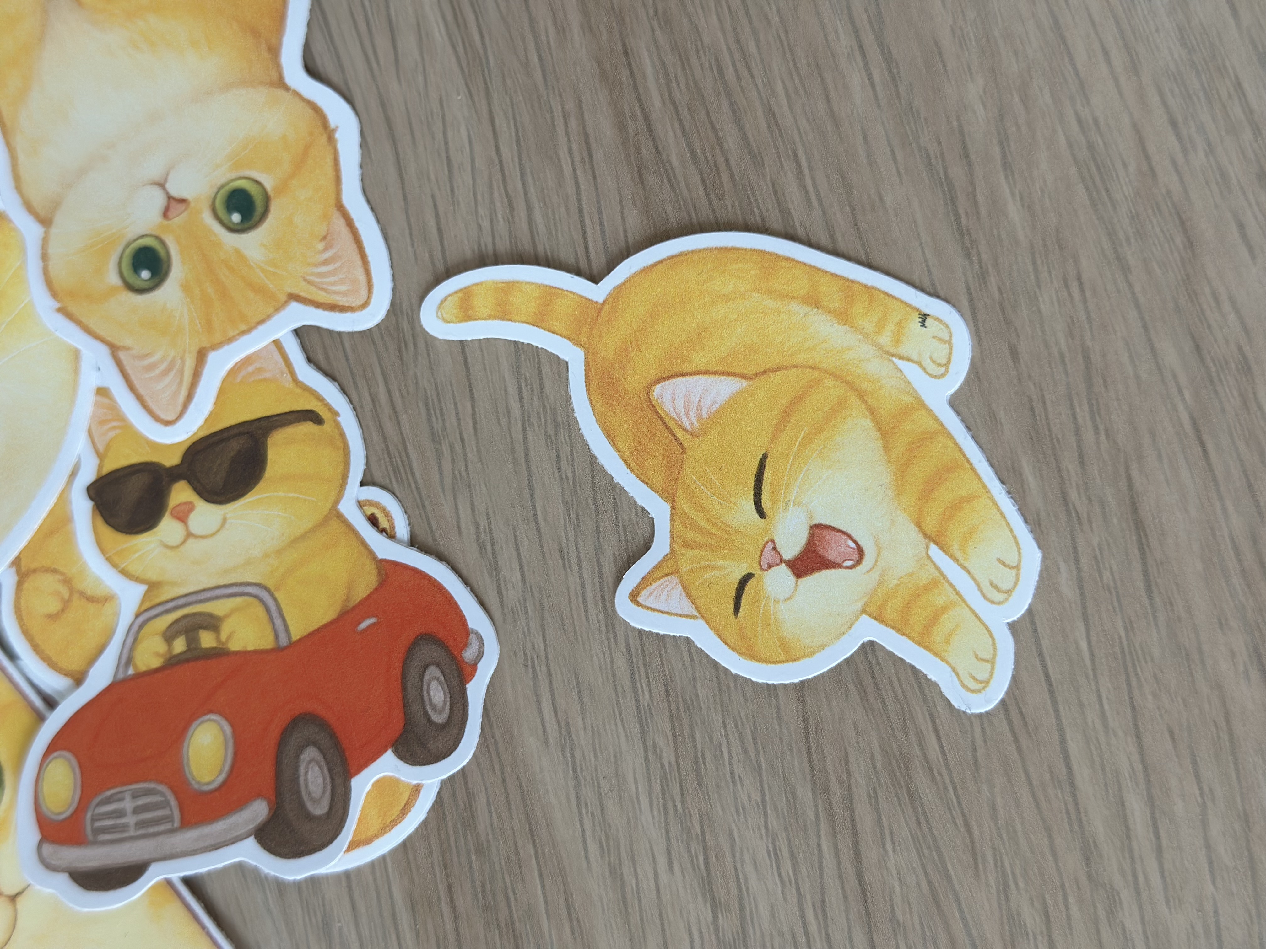 Playful Crouching Cat Sticker  | Waterproof Vinyl for Laptop, Water Bottle & Journal