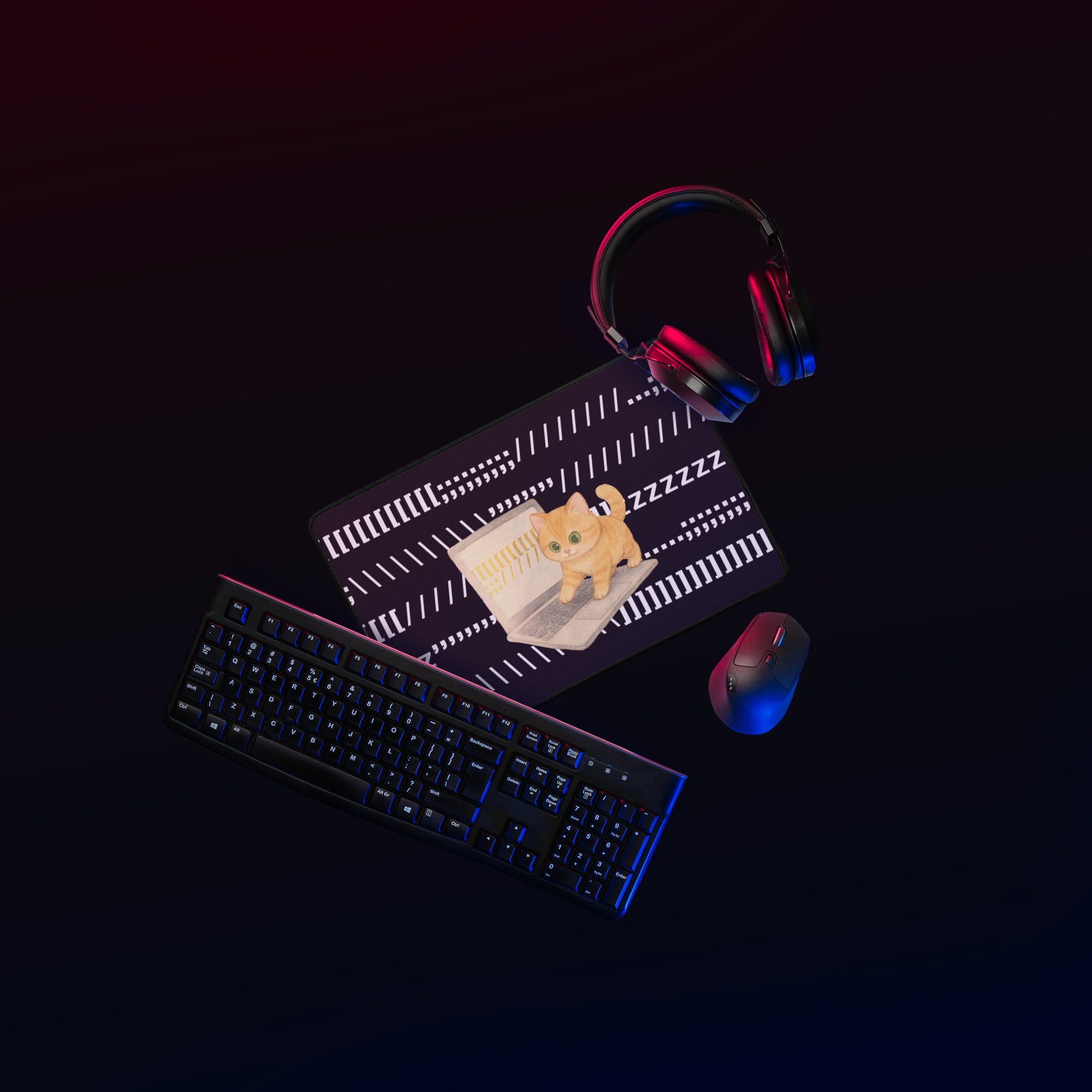 Funny Cat “Typing Wizard” Desk Mat – Cute Gaming & Work Mouse Pad