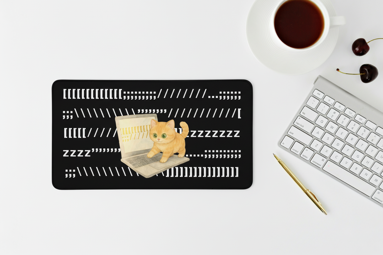 Funny Cat “Typing Wizard” Desk Mat – Cute Gaming & Work Mouse Pad