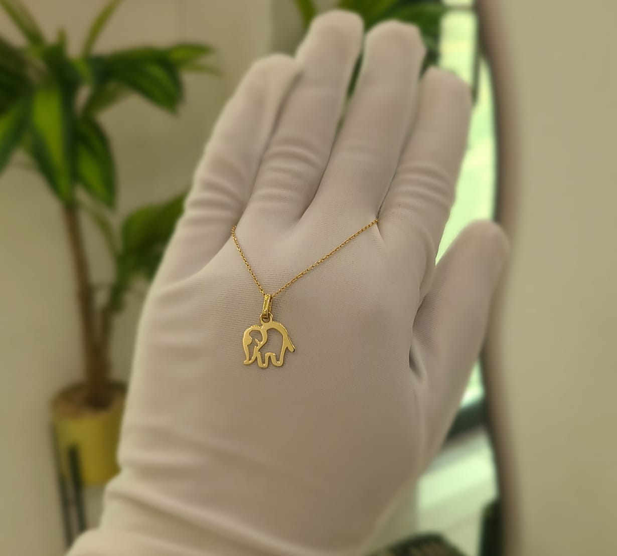 Gold Elephant Pendant Necklace
