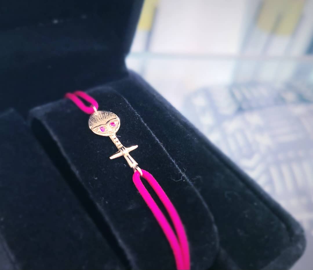 Pharaoh Charm Bracelet or jaune et rubis
