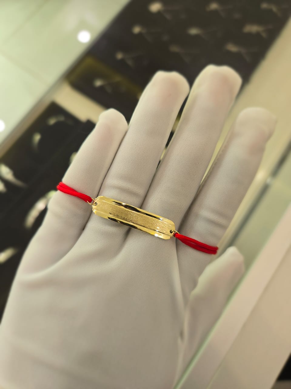 Gold Name Bracelet with Red Thread