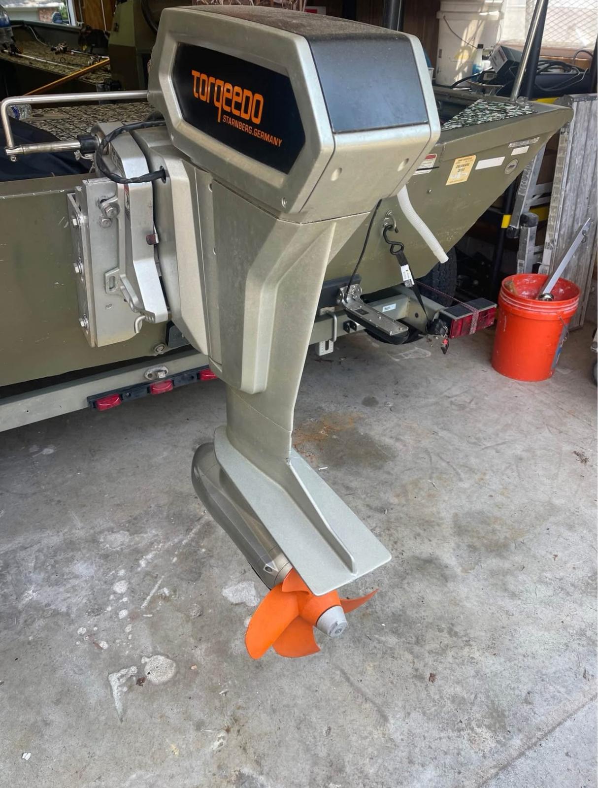 Used Torqeedo 10.0 48 volt electric outboard motor.