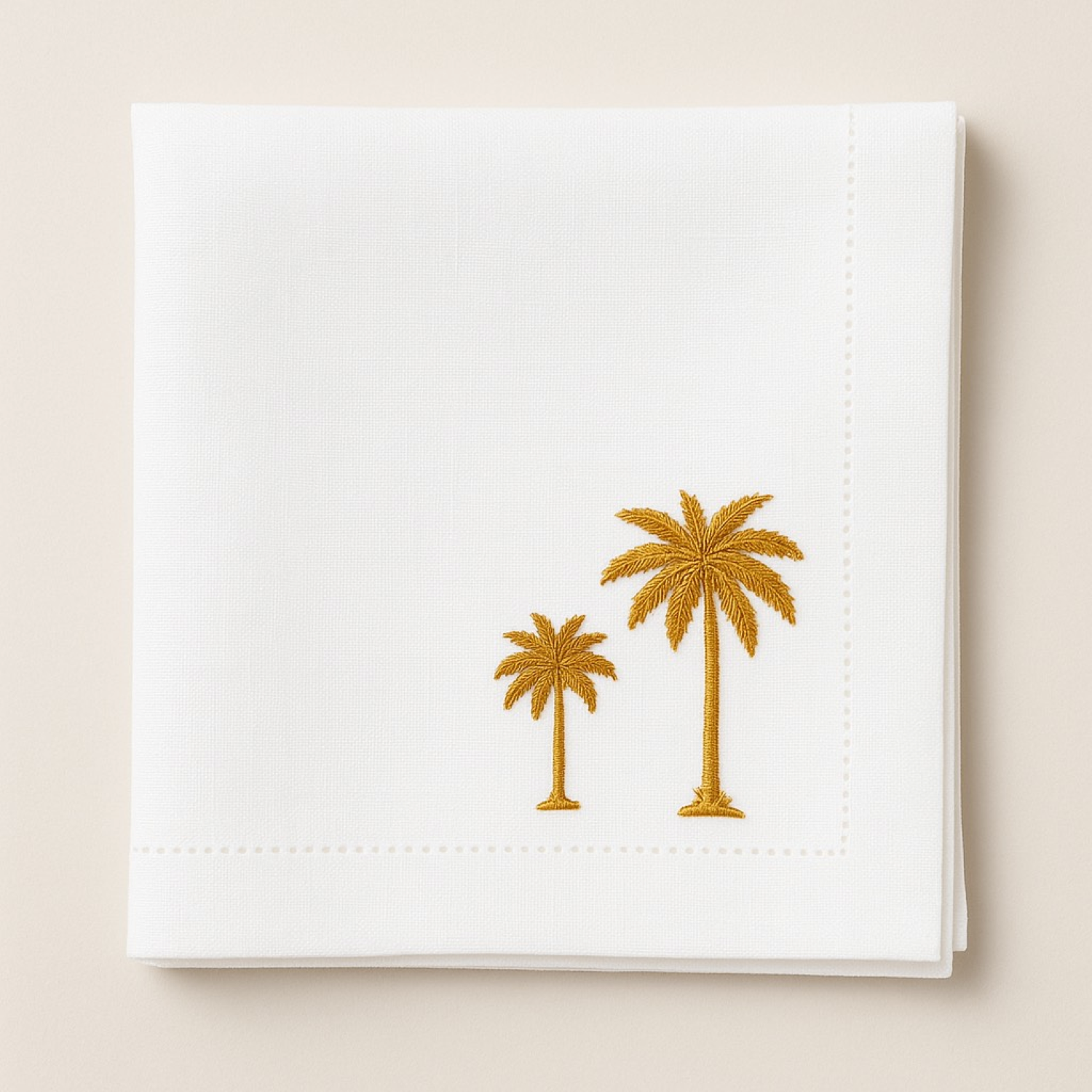 Terralux Embroidered Palm Tree Linen Napkin