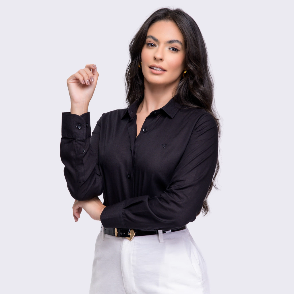 Camisa social feminina preta