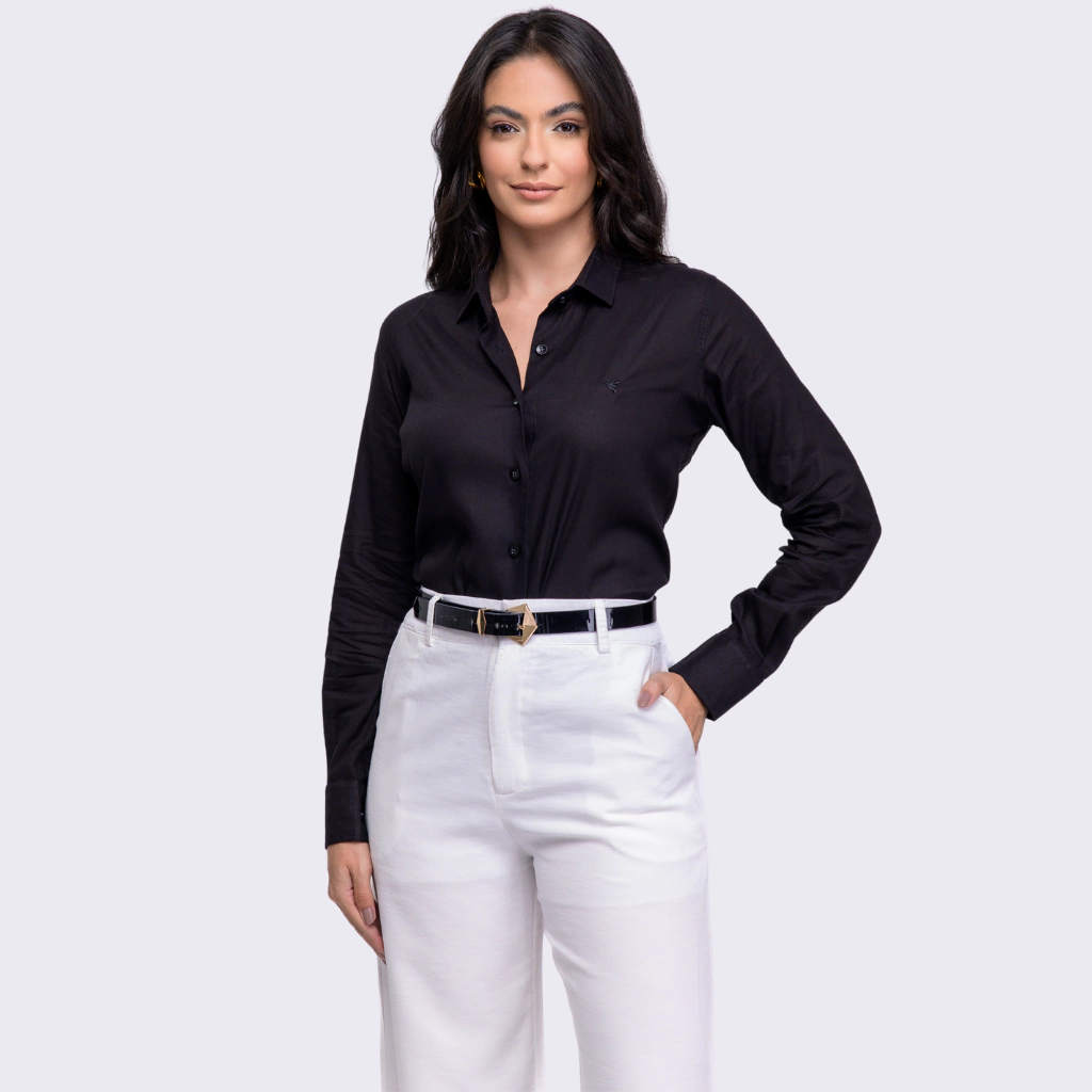 Camisa social feminina preta