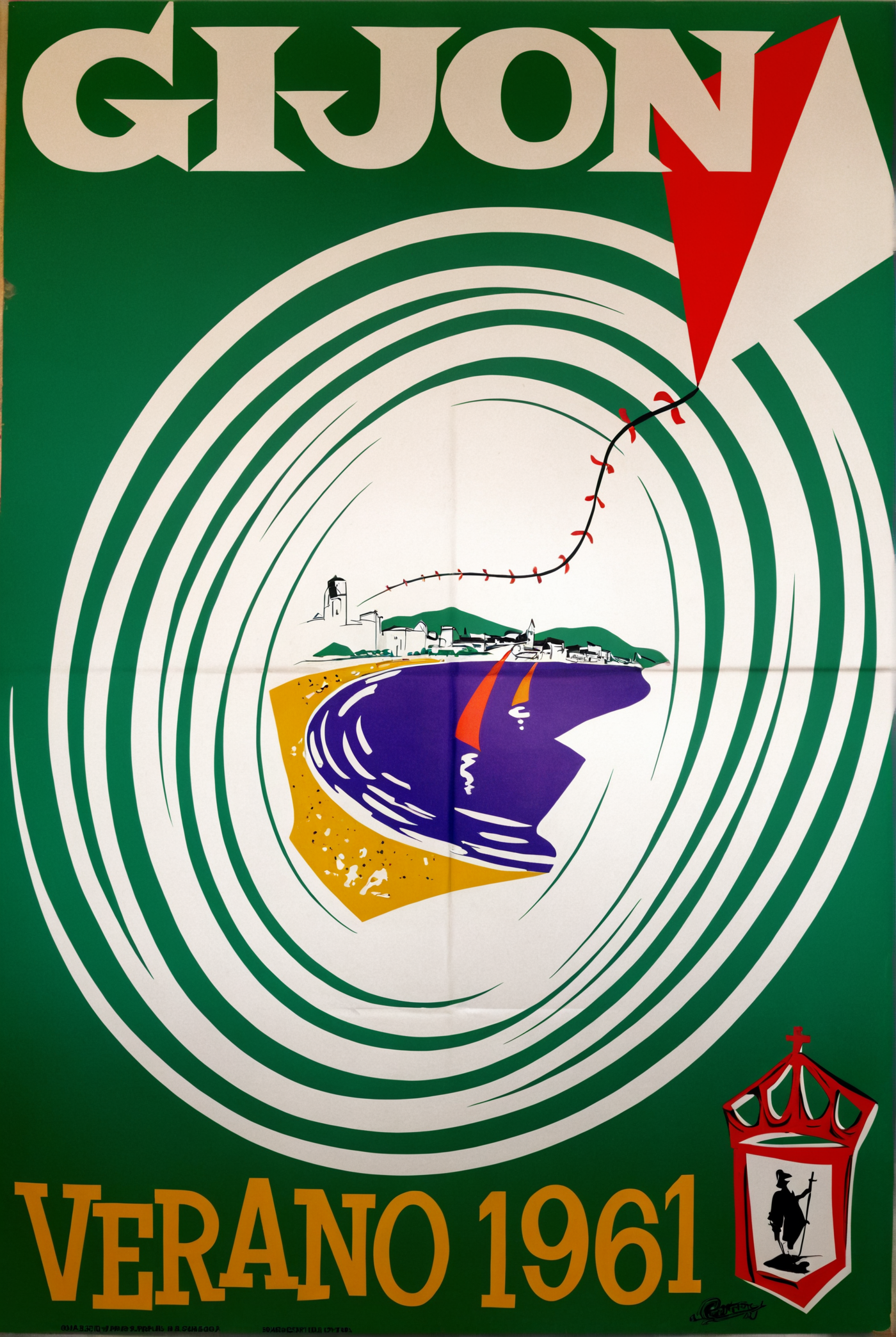 Cartel Aluminio 20x30 de Gijón Verano 1961