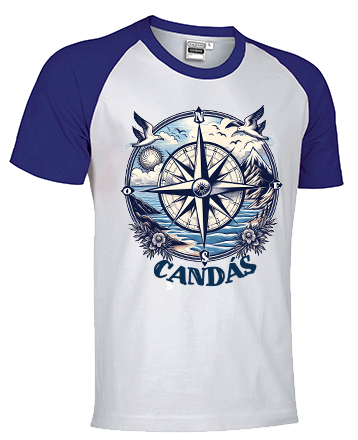 Camiseta bicolor Candás rosa de los vientos