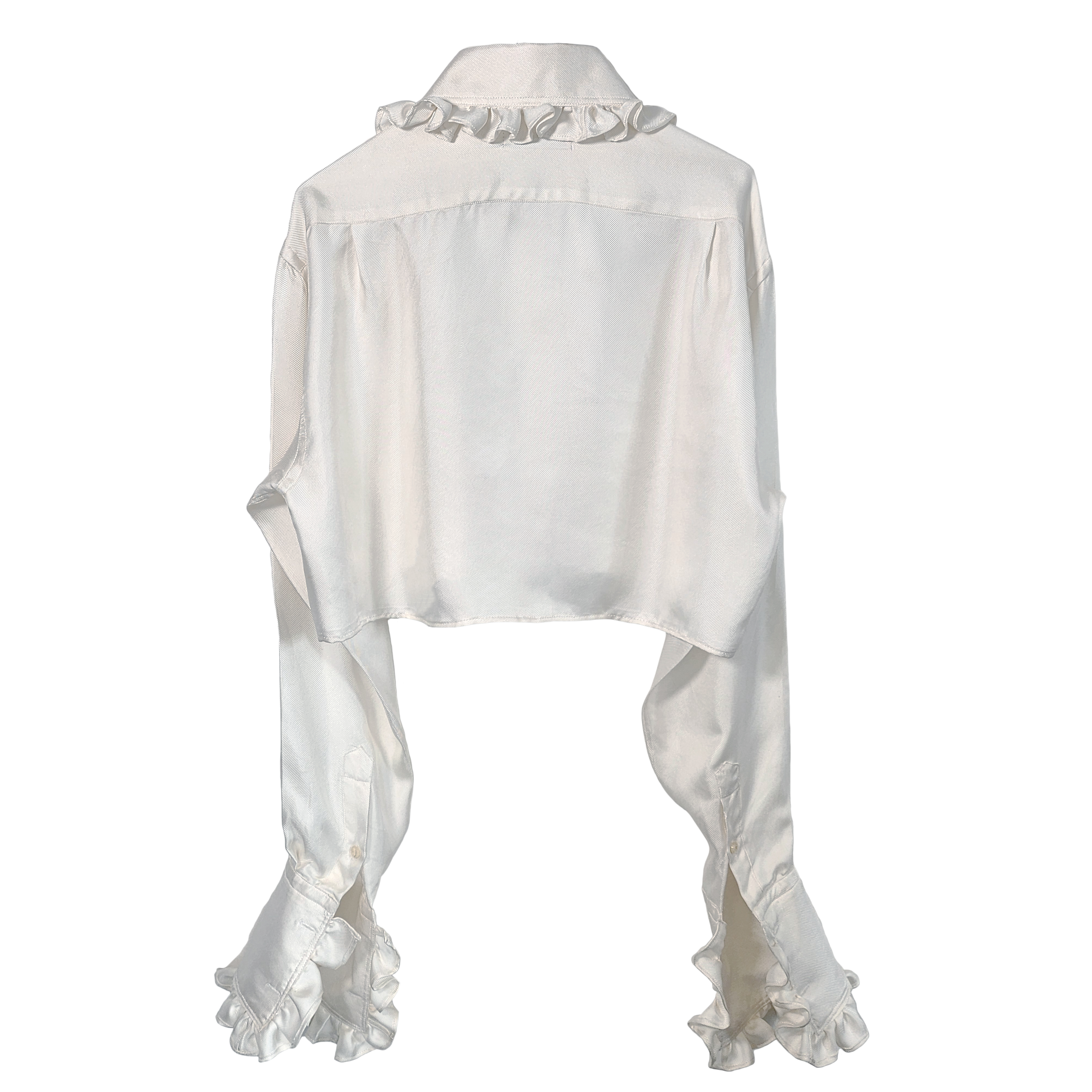 Premonition Shirt in Ivory with Ruffle Collar and Sleeves 