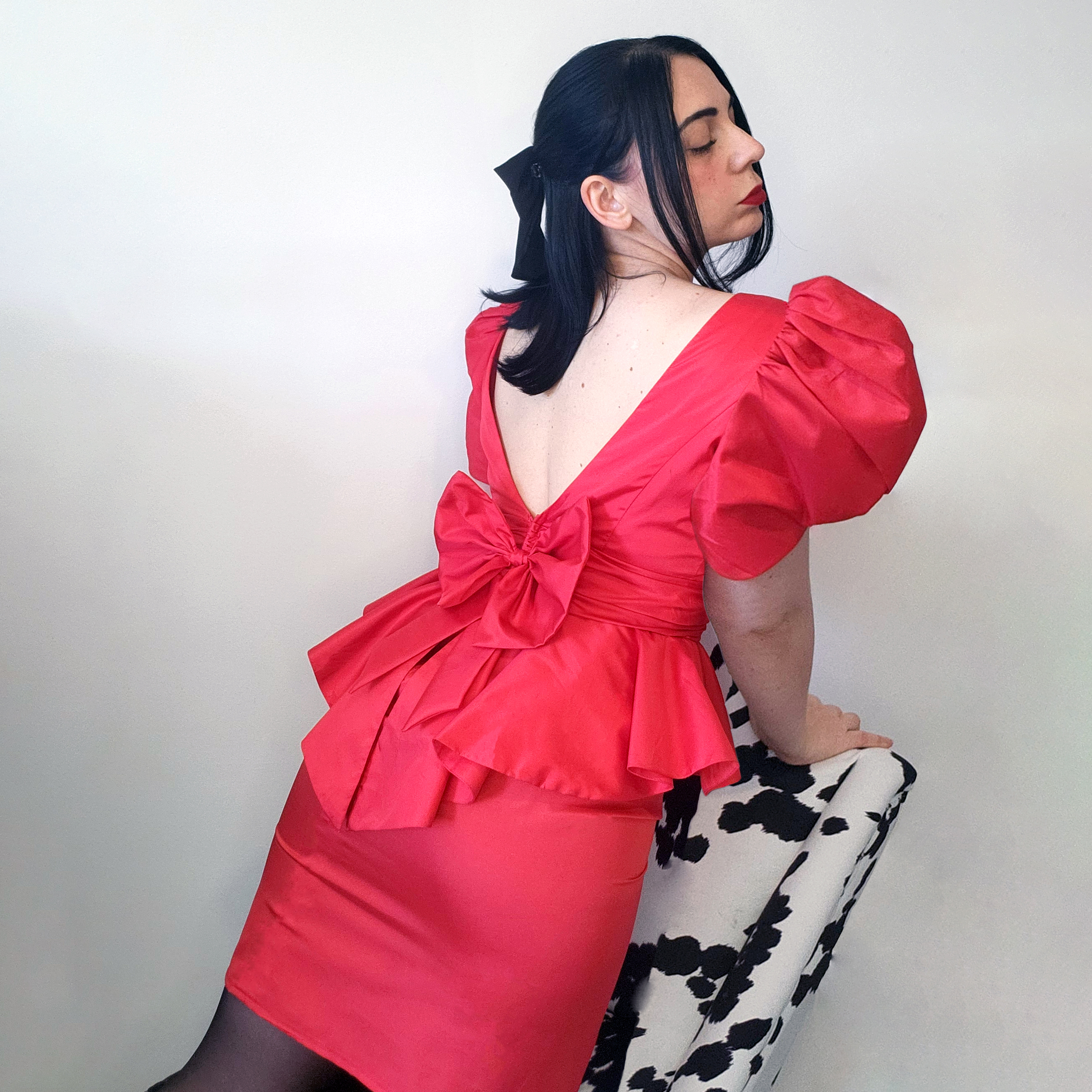 Electric Red 80s Cocktail Dress 
