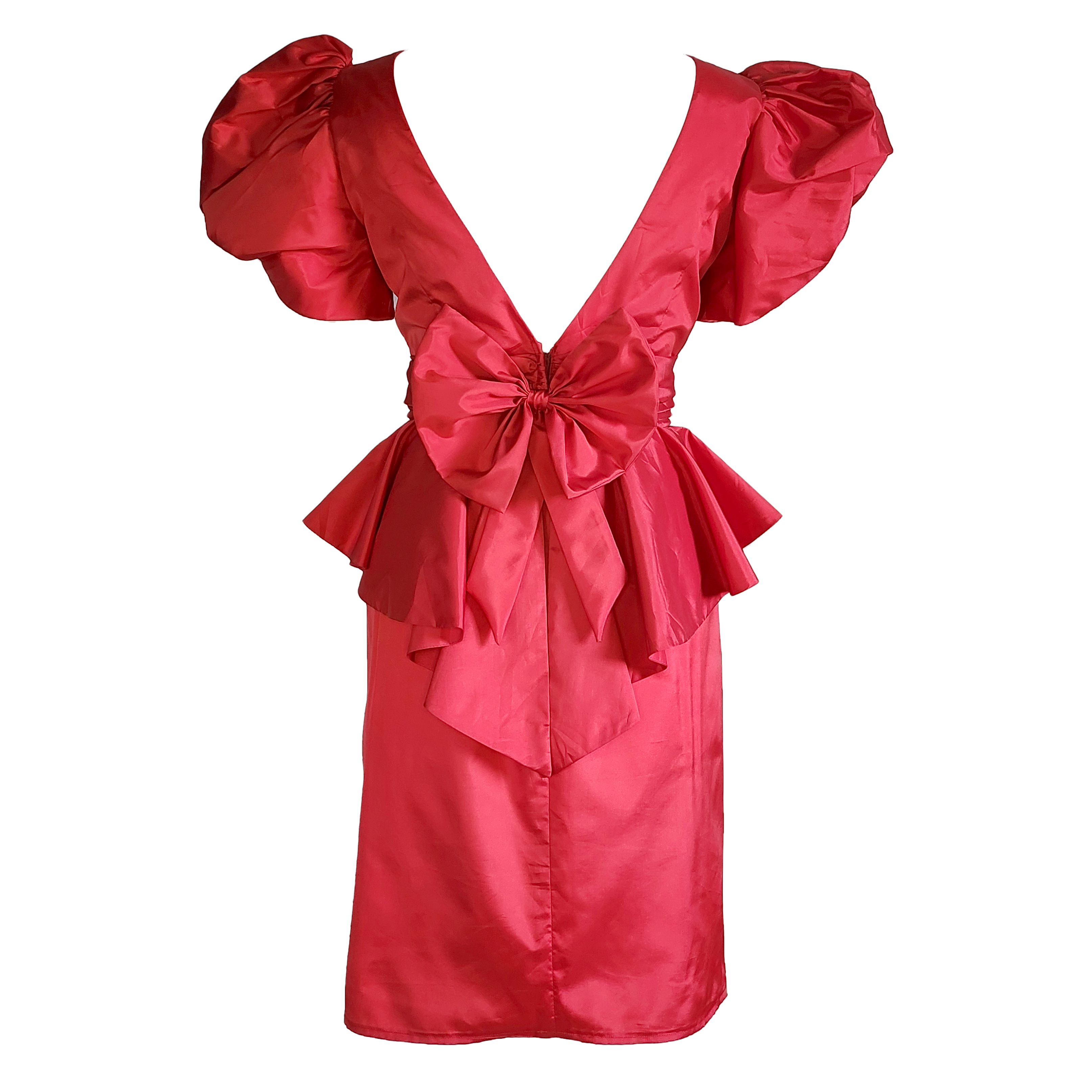 Electric Red 80s Cocktail Dress 