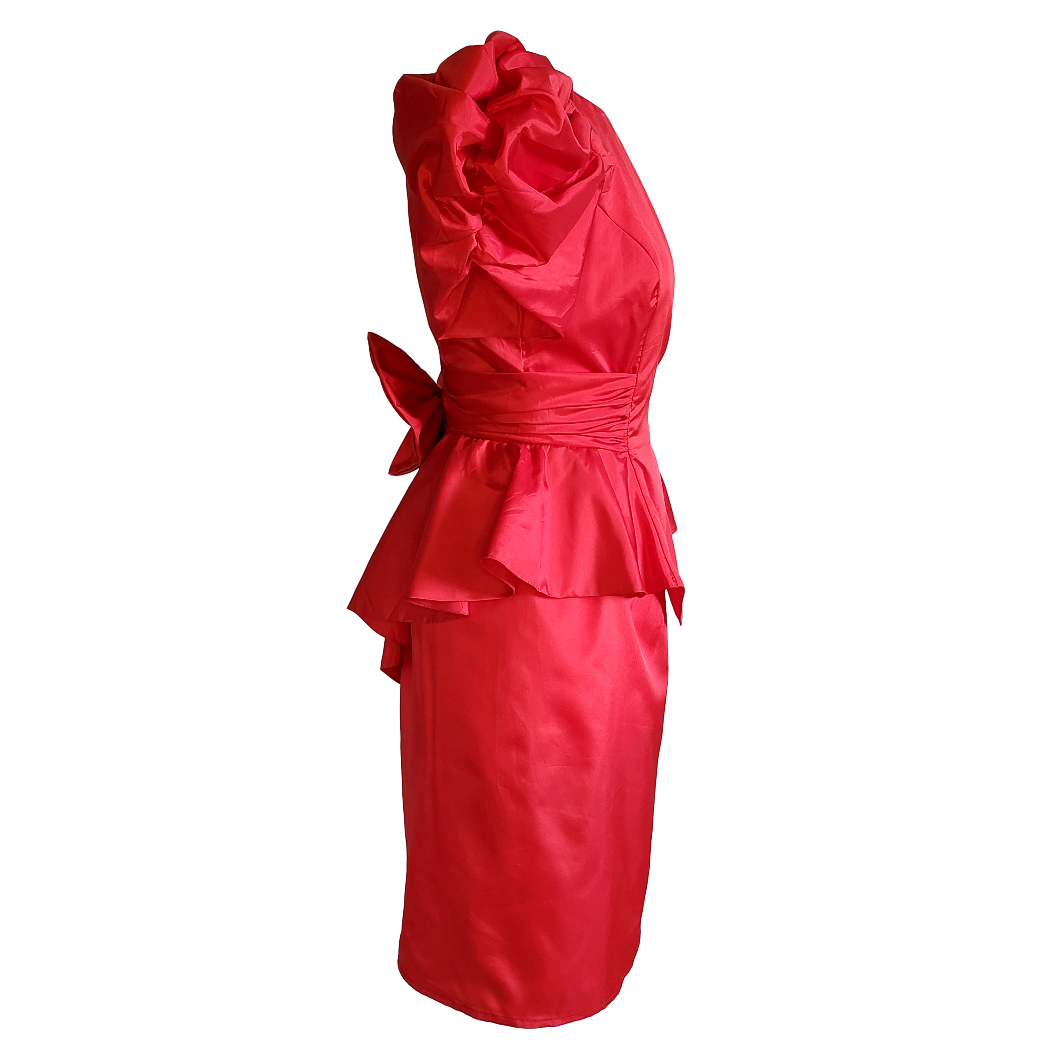 Electric Red 80s Cocktail Dress 