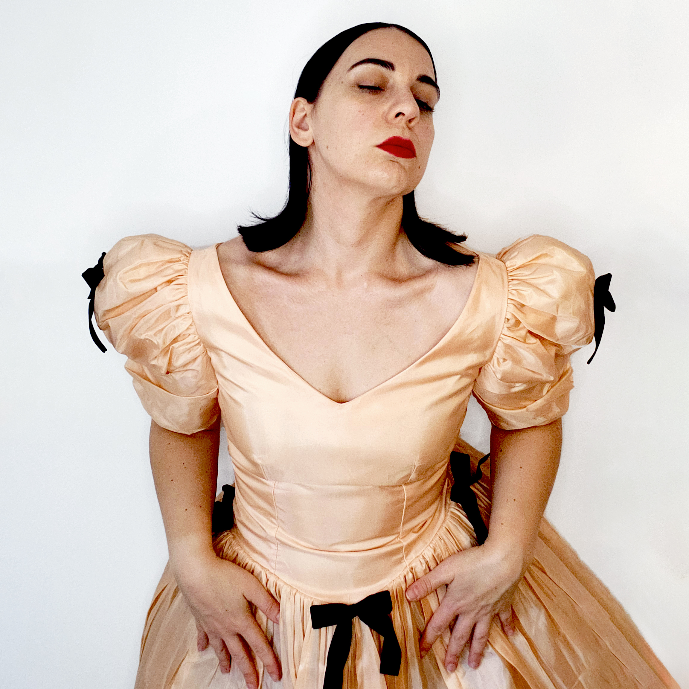Pretty in Peach 80s Prom Dress