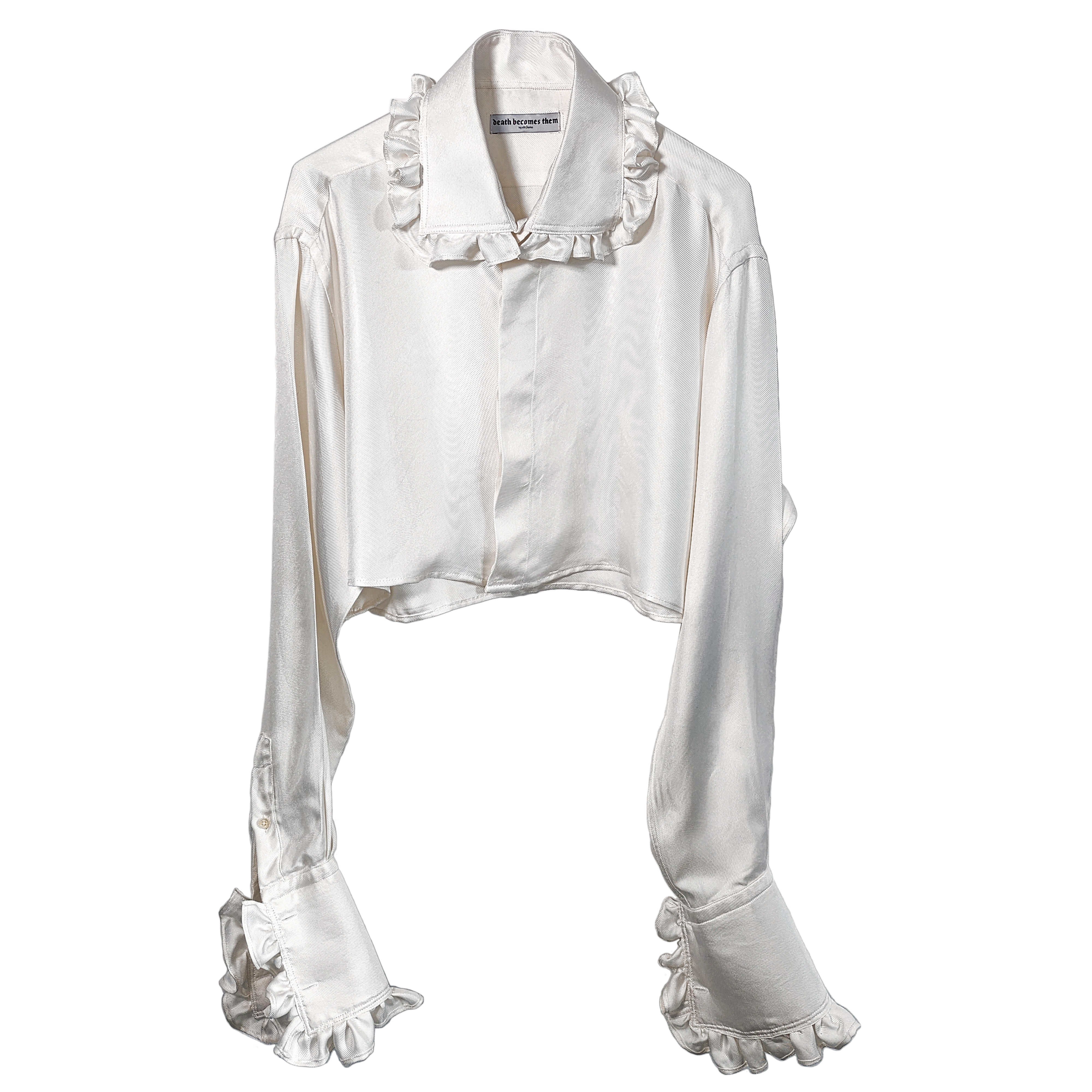 Premonition Shirt in Ivory with Ruffle Collar and Sleeves