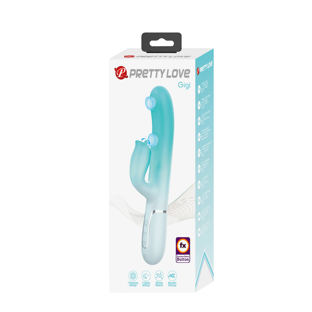 💜 Pretty Love Gigi – Vibromasseur Rabbit Tapotant & Lèche-Clitoris