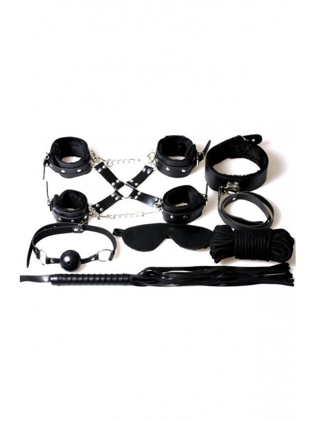 Kit Bondage Complet – 7 accessoires BDSM en cuir végan