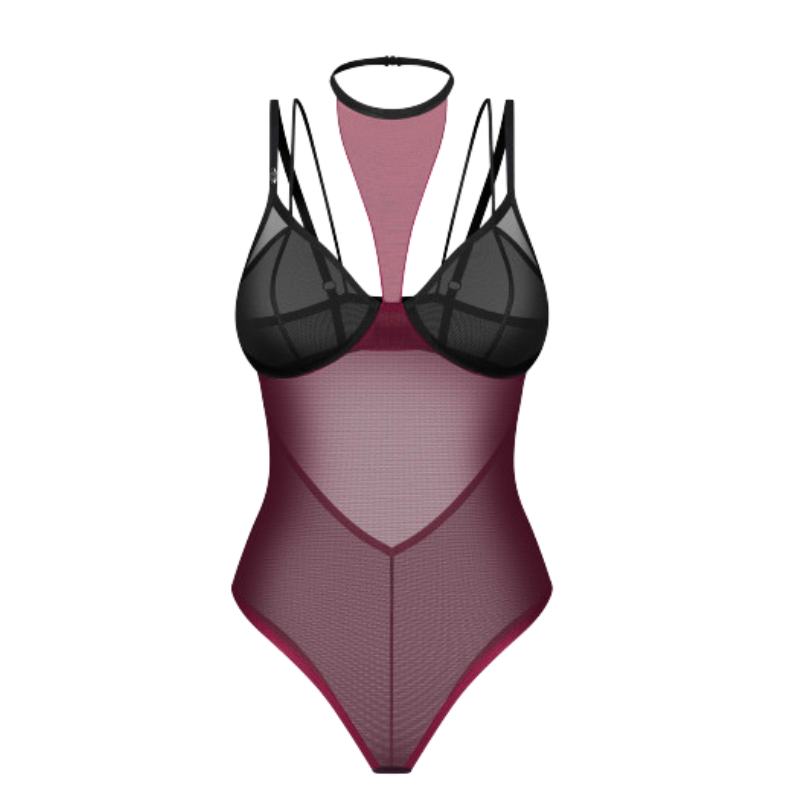 Parisel – Body transparent bordeaux & noir
