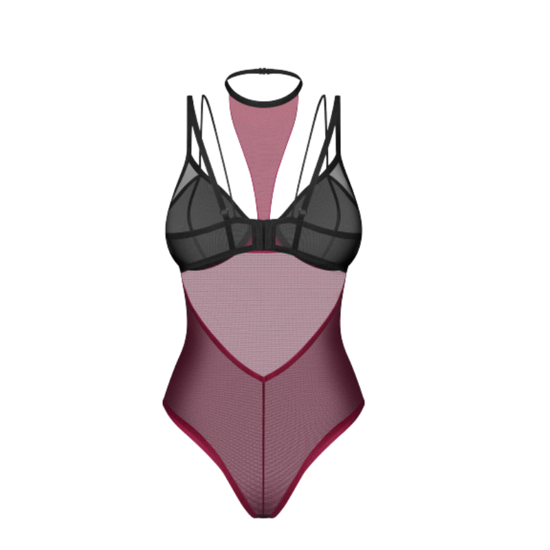 Parisel – Body transparent bordeaux & noir