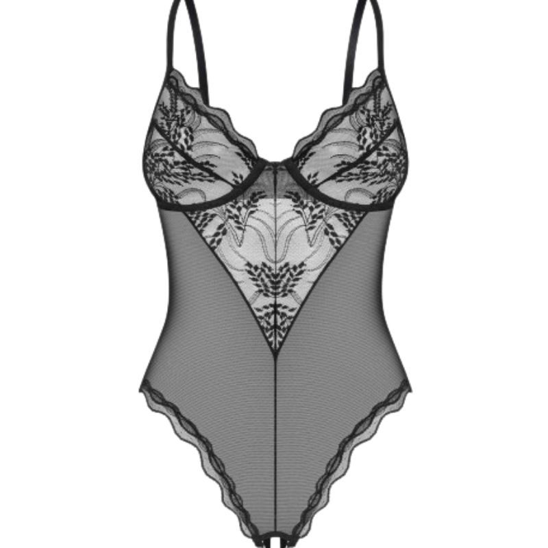 Body Périsia – Dentelle Noire & Maille Transparente