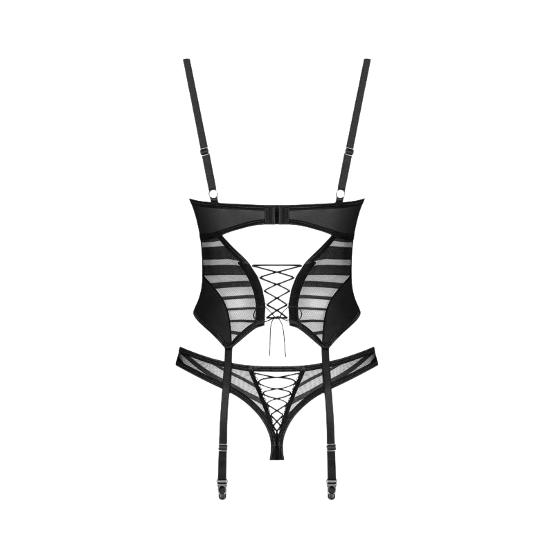Lune Bellis – Corset & String Noir Élégant