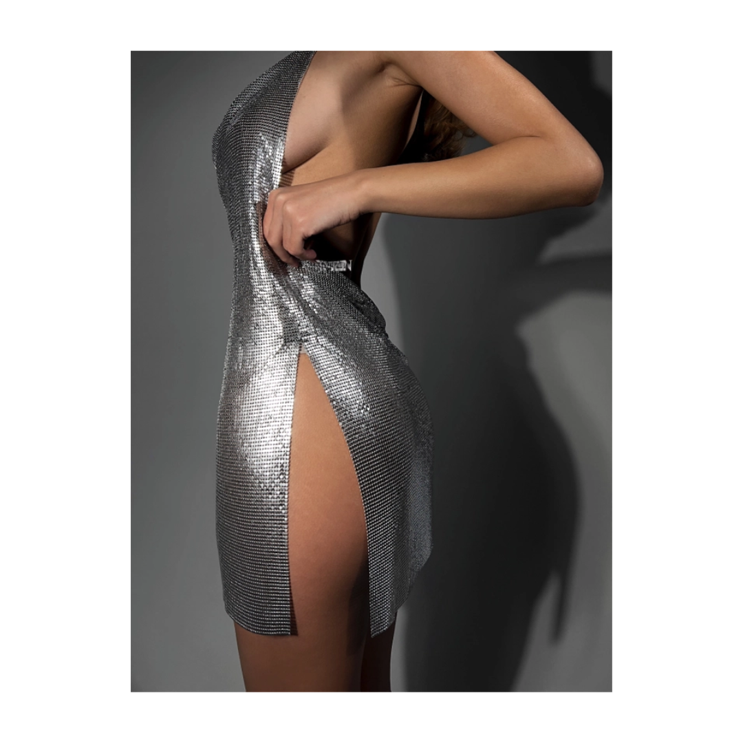 ✨ Mini-Robe Argentée NIMPH ✨