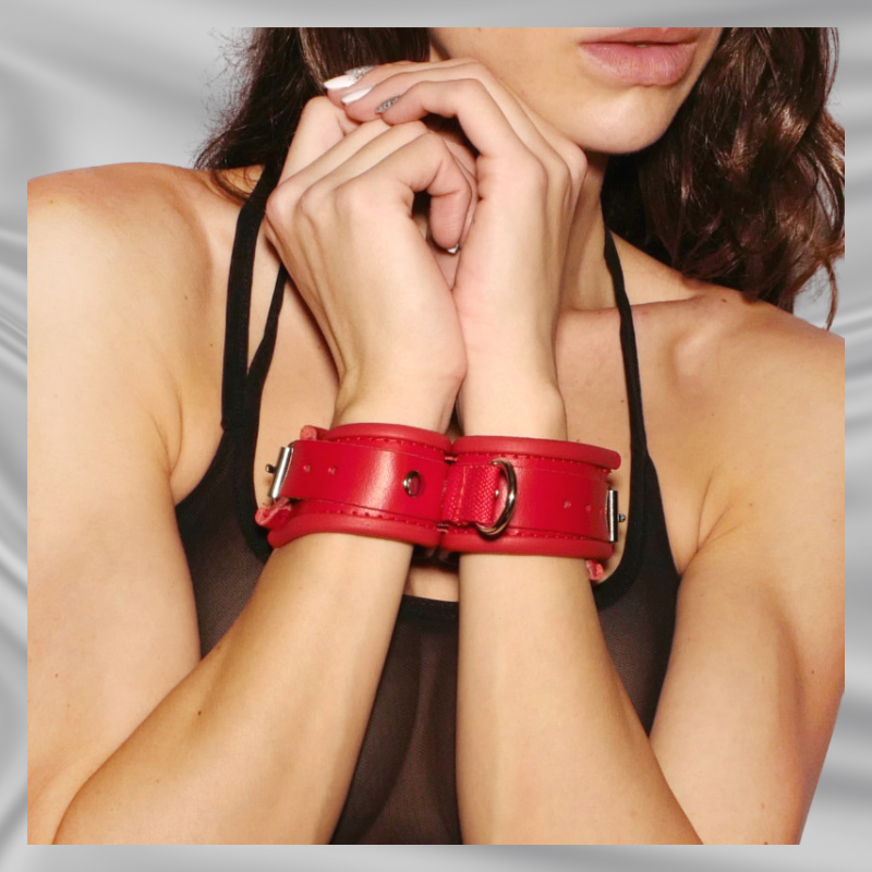 Menottes Doubles en Cuir Rouge ou Noir – Contrainte Élégante & Absolue