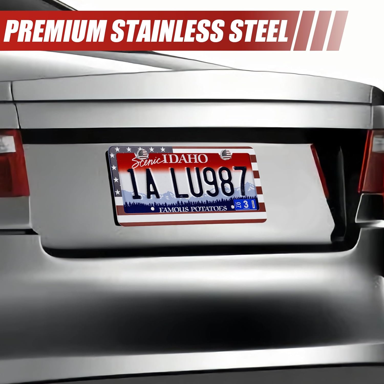 American Flag License Plate Frame Set