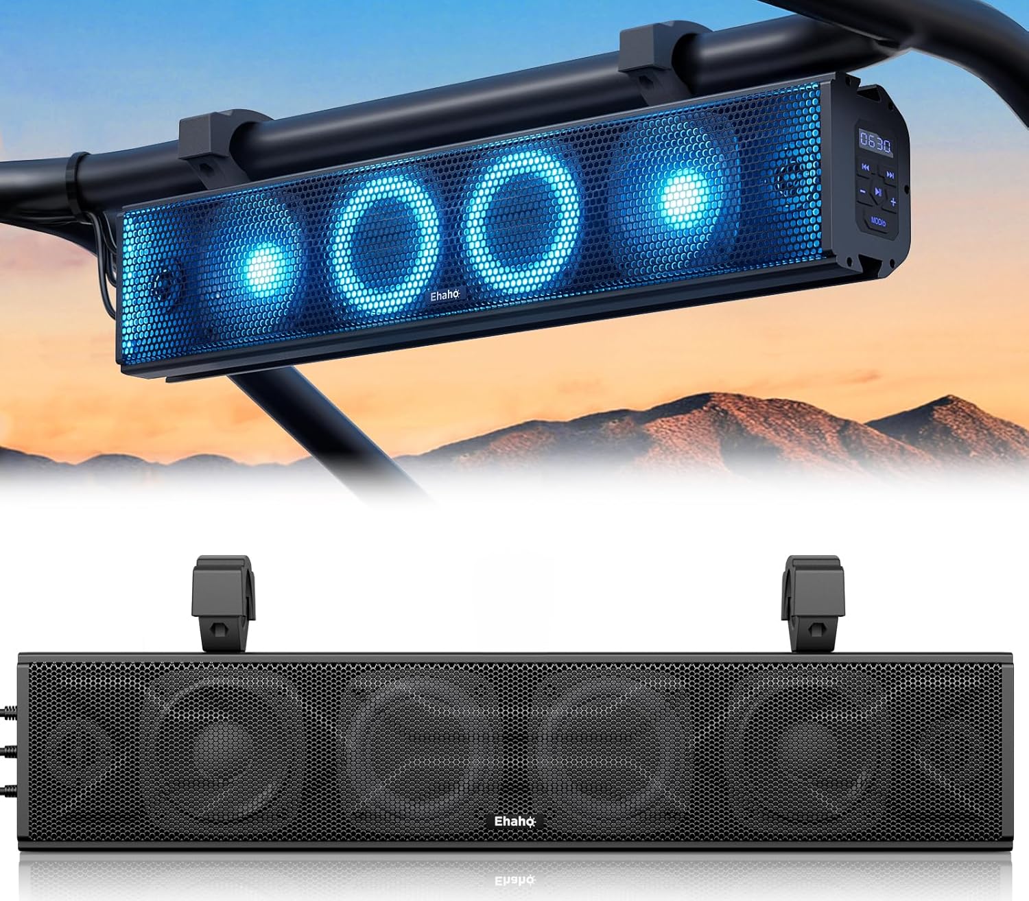 25 Inch UTV Sound Bar, ATV SoundBar Bluetooth with RGB Lighting, IP66 Waterproof Golf Cart Sound Bar, Amplified Powersports