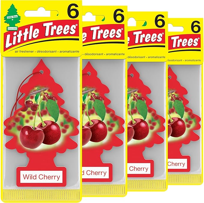 LITTLE TREES Air Fresheners Car Air Freshener. Hanging Tree Provides Long Lasting Scent for Auto or Home. Wild Cherry, 24 Air Fresheners