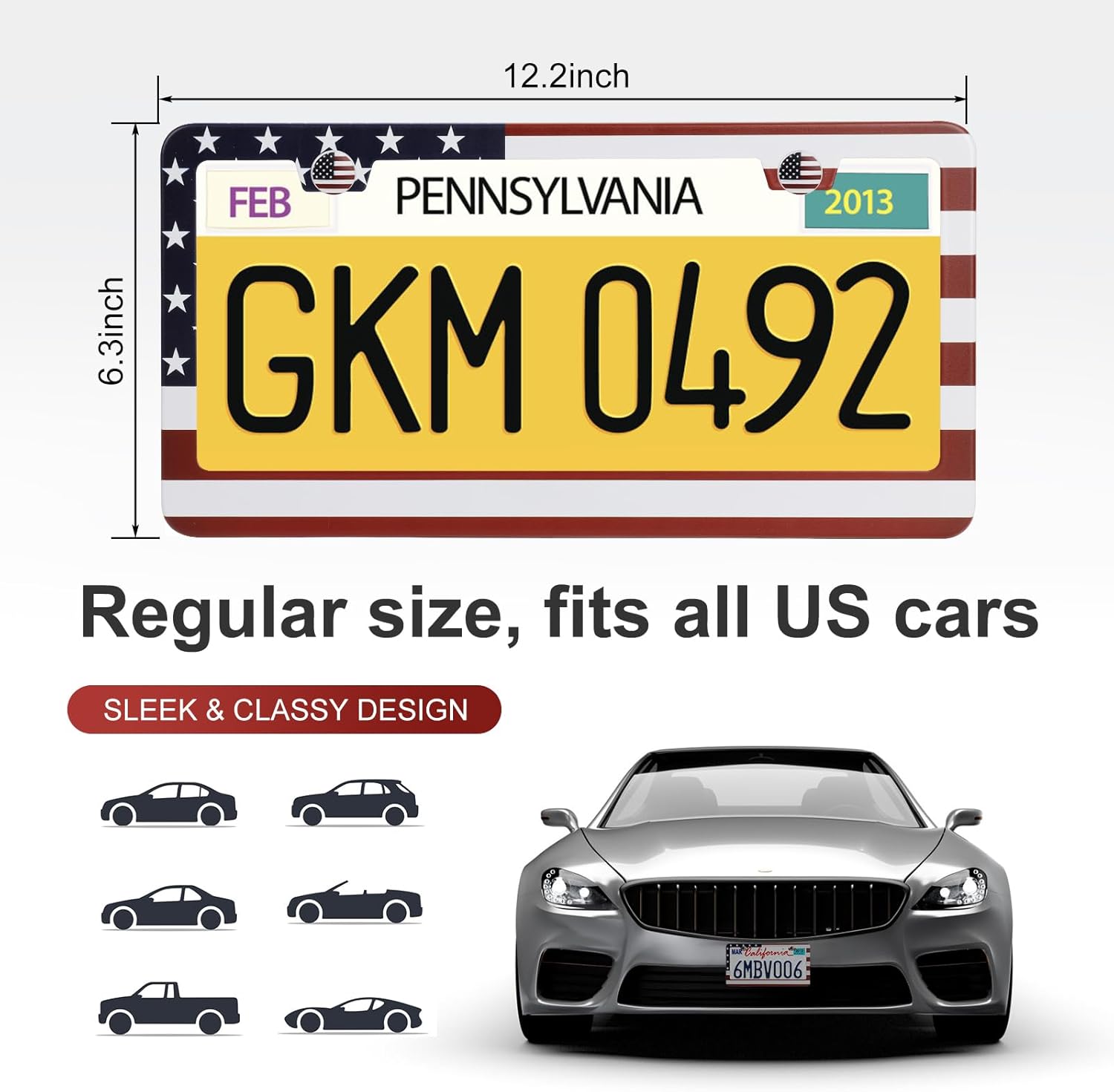 American Flag License Plate Frame Set