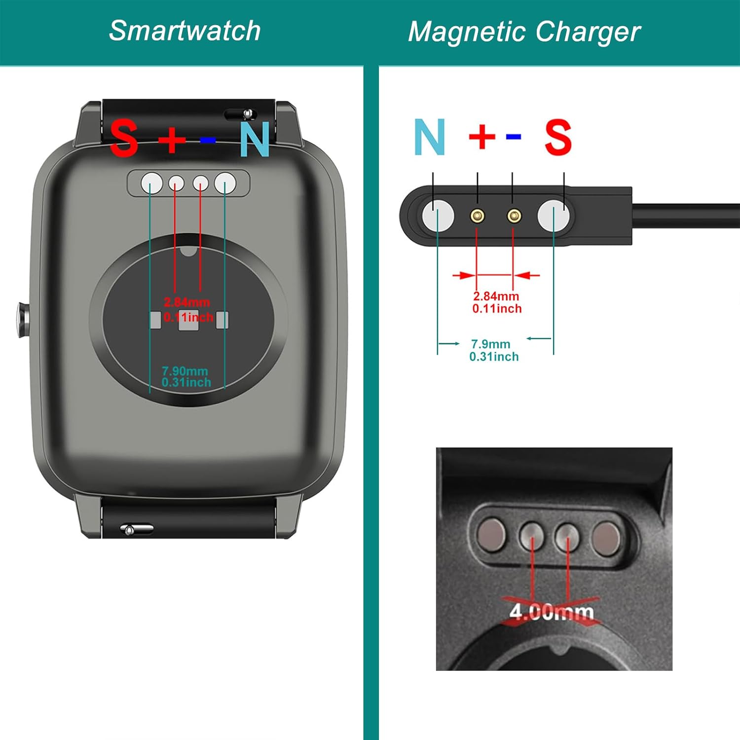 Smart Watch Charger Magnetic Compatible with YAMAY Willful Letsfit Letscom