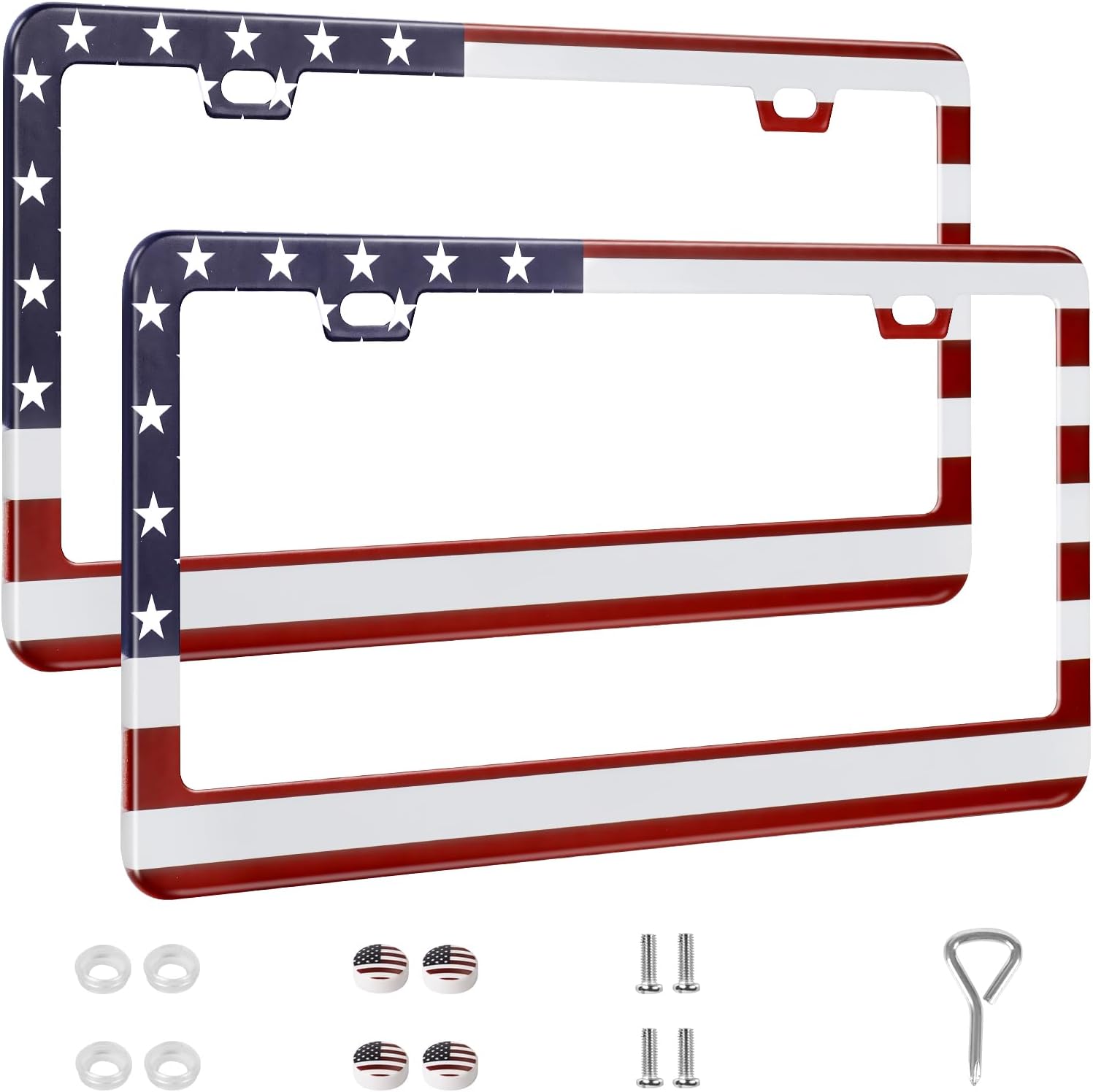 American Flag License Plate Frame Set