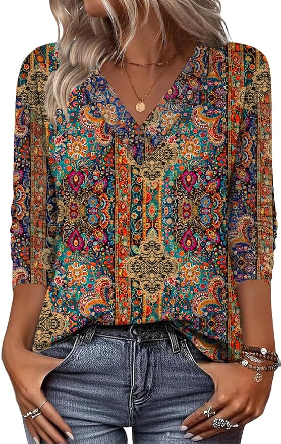Zeagoo Women Long Sleeve Tops Dressy Casual V Neck Tshirts Basics Tee 2025 Fall Trendy Clothes