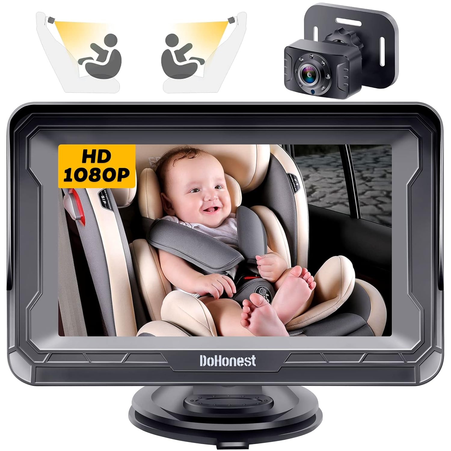 DoHonest Baby Car Camera HD 1080P - Rear-Facing Car Baby Monitor
