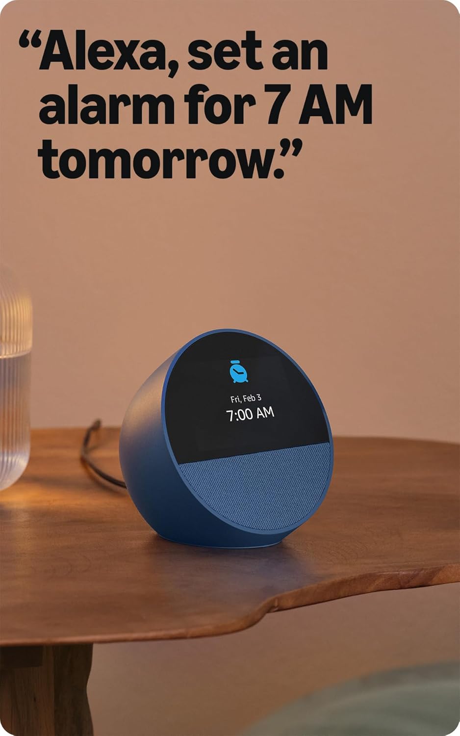 Amazon Echo Spot (newest model), Great for nightstands, offices and kitchens, Smart alarm clock with Alexa, Black