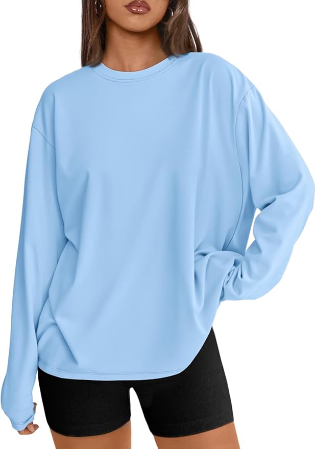 Womens Oversized Long Sleeve T Shirts 2025 Basic Crewneck Tee Fall Tops Casual Workout Y2K Clothes