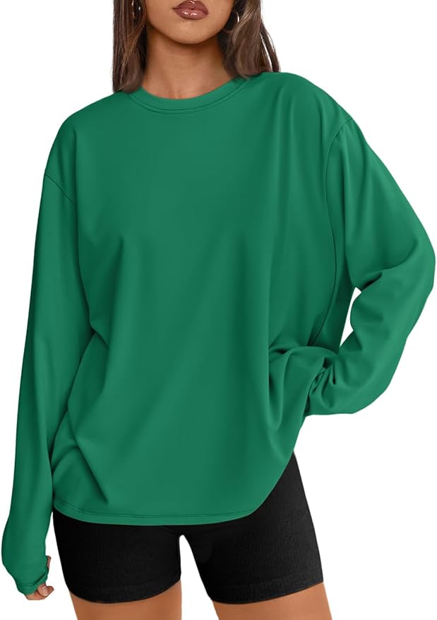Womens Oversized Long Sleeve T Shirts 2025 Basic Crewneck Tee Fall Tops Casual Workout Y2K Clothes