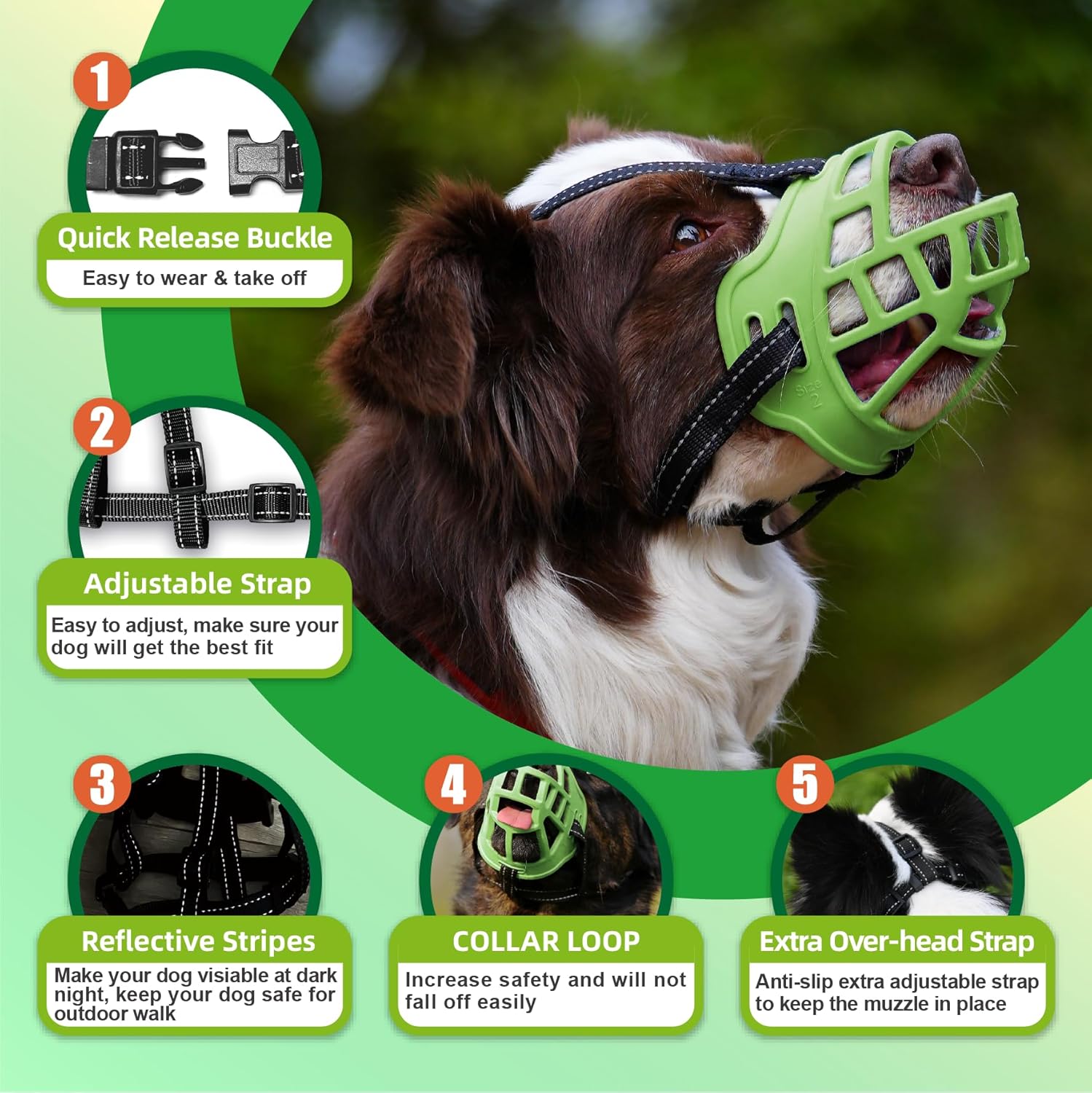Dog Muzzle，Anti Biting and Stop Chewing，Drinking and Breath Free， Soft Silicone Breathable Basket for Small Medium Large Dogs Mouth Muzzles，Adjustable, Lightweight, Durable，6 Sizes