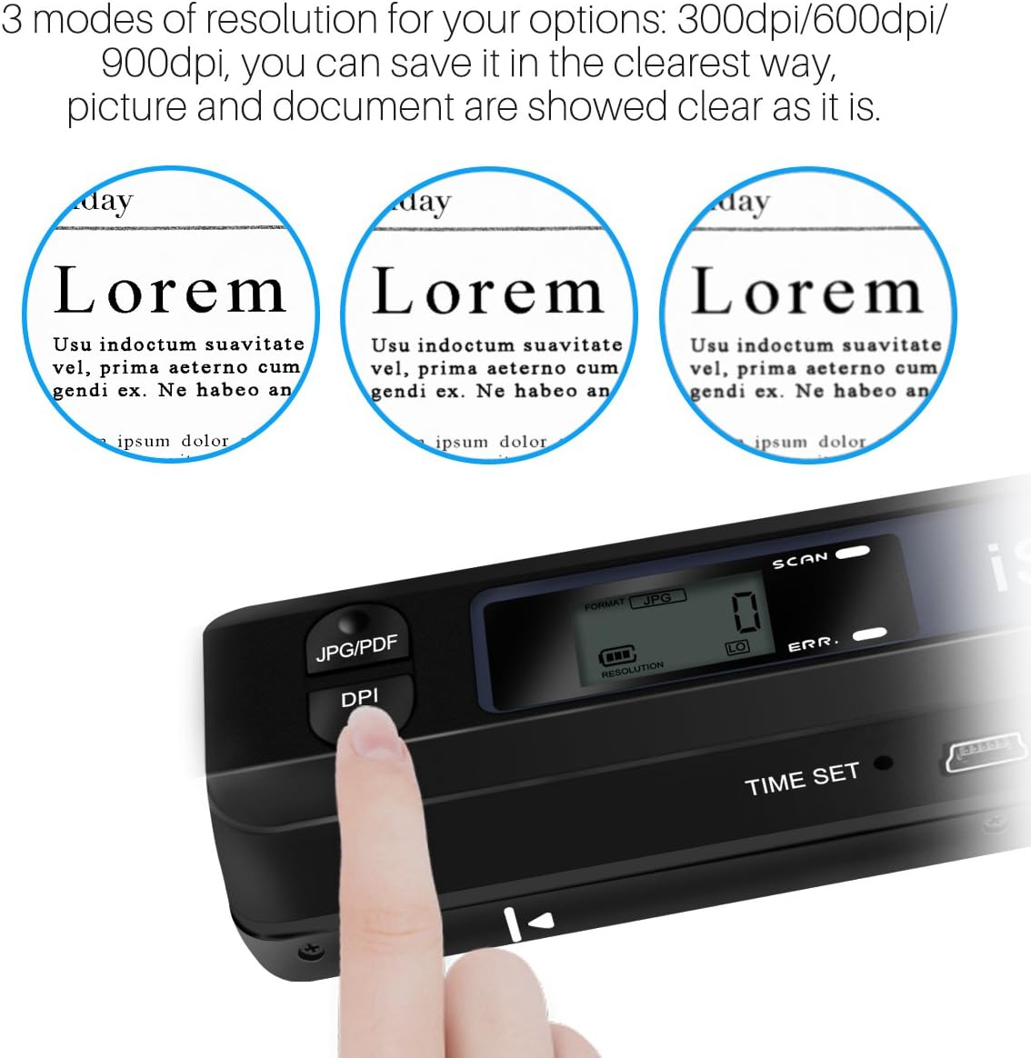 Portable Document Scanner, AOZBZ 900DPI Handheld Image Scanner, Scanning Wand,A4 Colour Photo Mobile Scanner Handy Scan (JPG/PDF Format, High Speed USB 2.0, Included 16G SD Card)