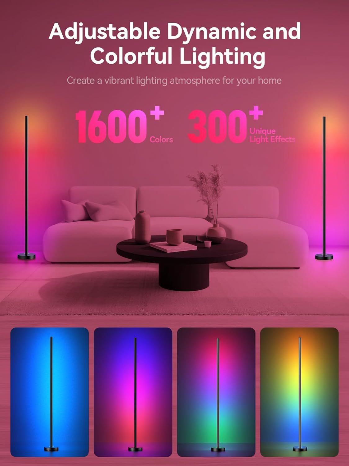 RGB LED Corner Floor Lamp