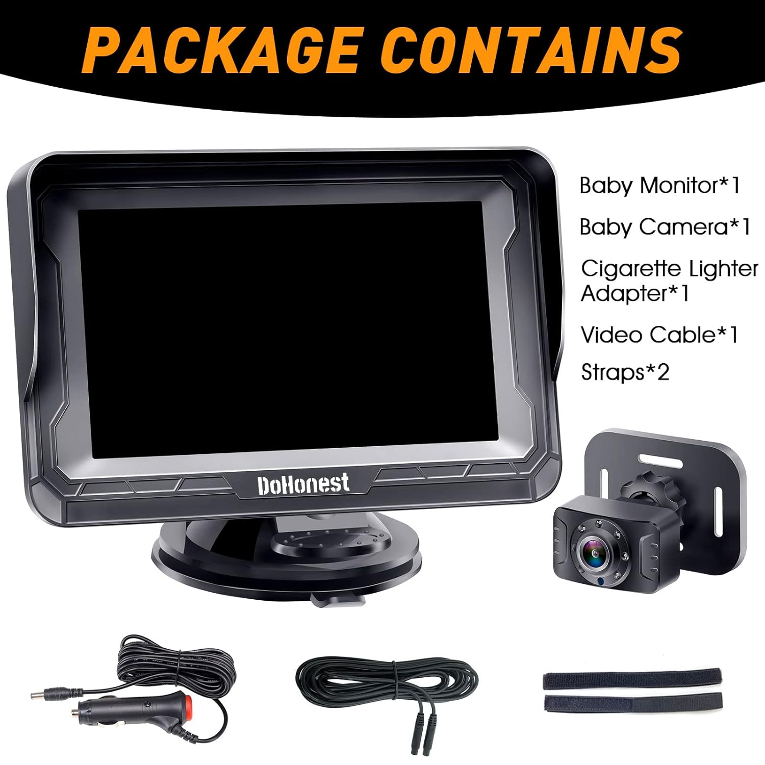 DoHonest Baby Car Camera HD 1080P - Rear-Facing Car Baby Monitor