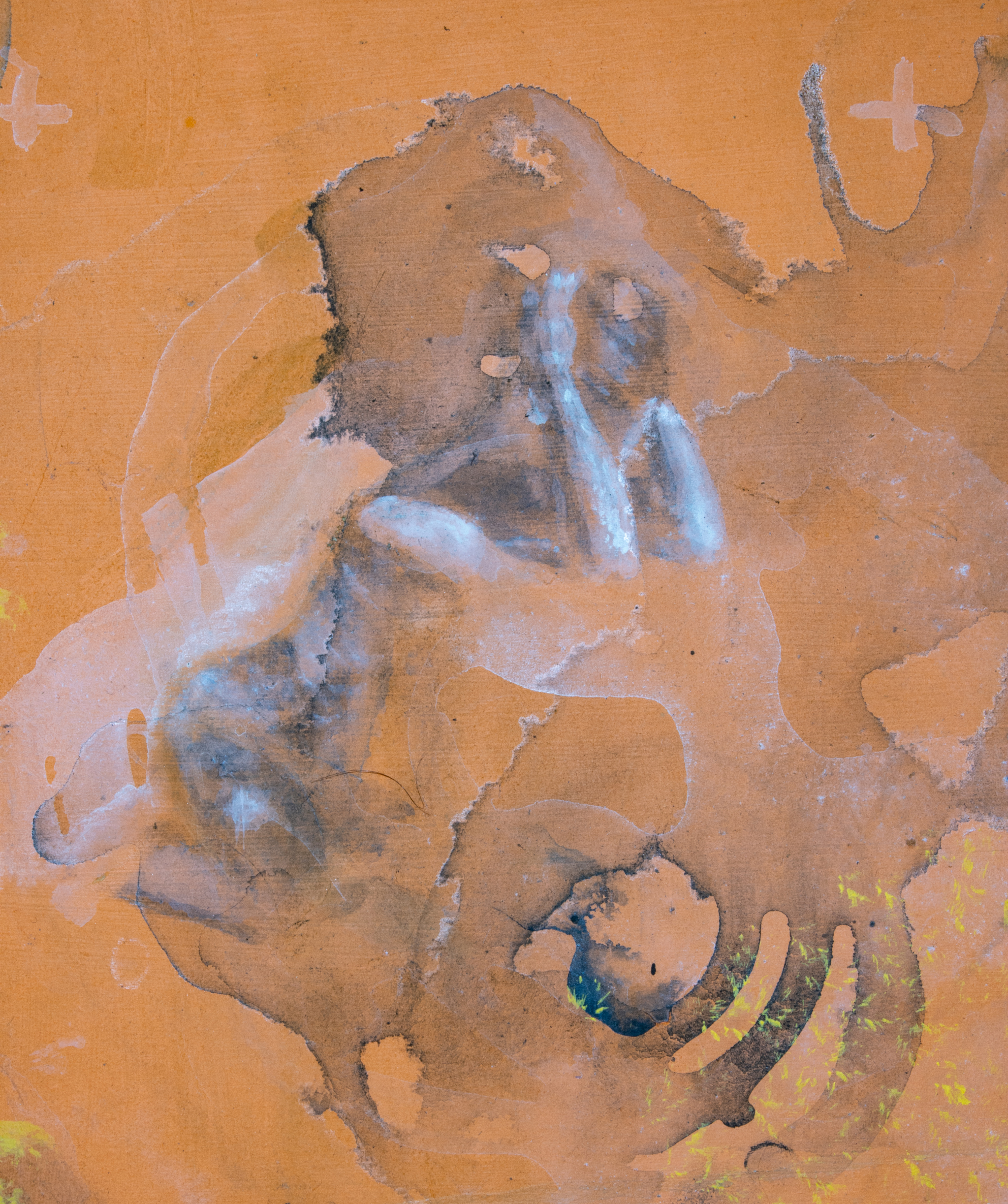 Obra abstracta en tonos naranja