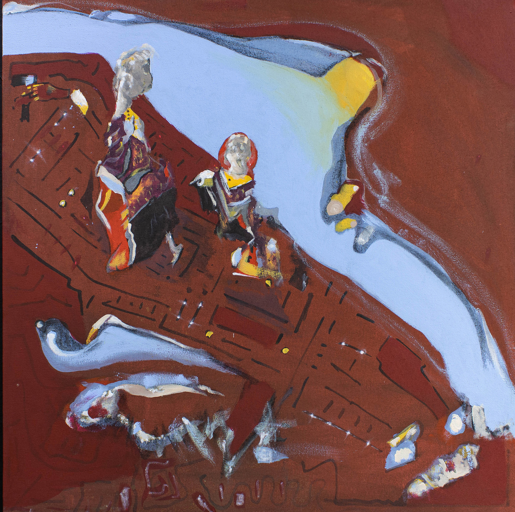 Pintura abstracta en lienzo