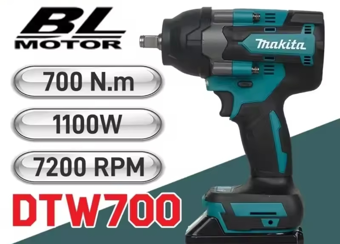 Makita DTW700 Brushless Electric Screwdriver Machine, Rechargeable Drill Driver, 18V Battery and ChargerWood 