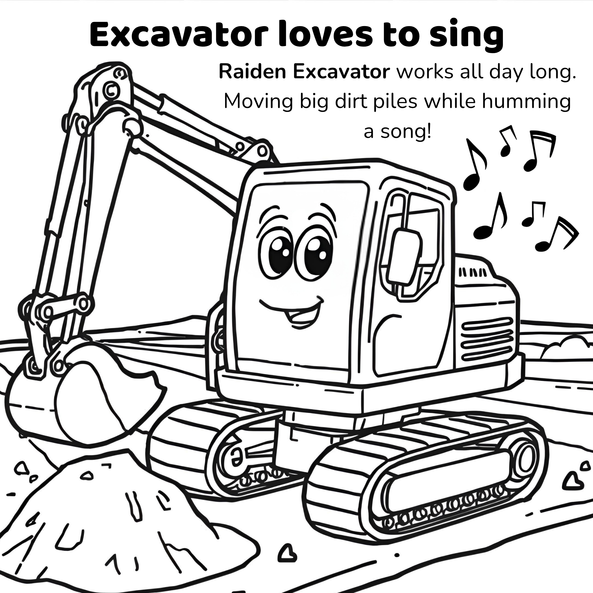 Excavator Coloring Book for Kids Ages 2–6