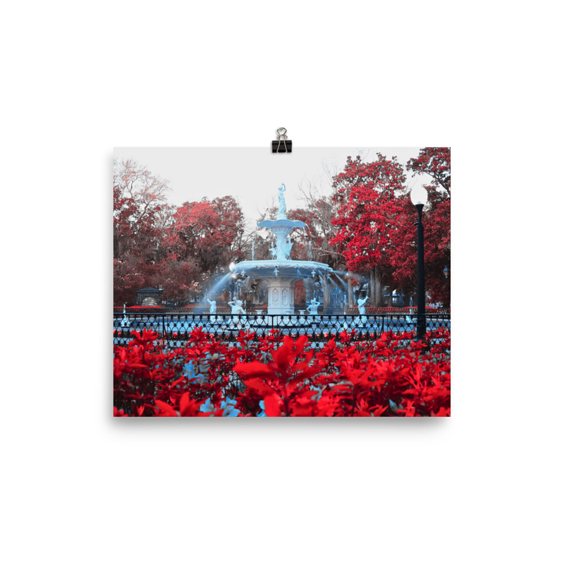 Red Forsyth Park Fountain Print
