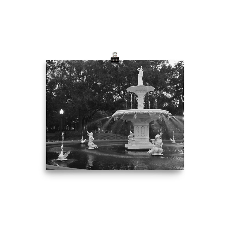 Black & White Forsyth Park Fountain Print
