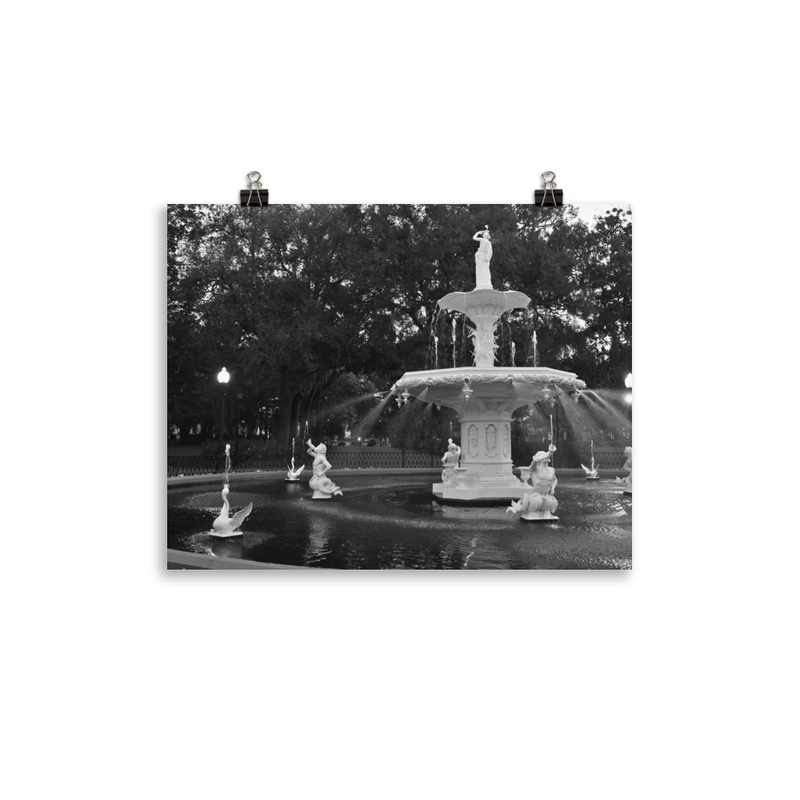 Black & White Forsyth Park Fountain Print