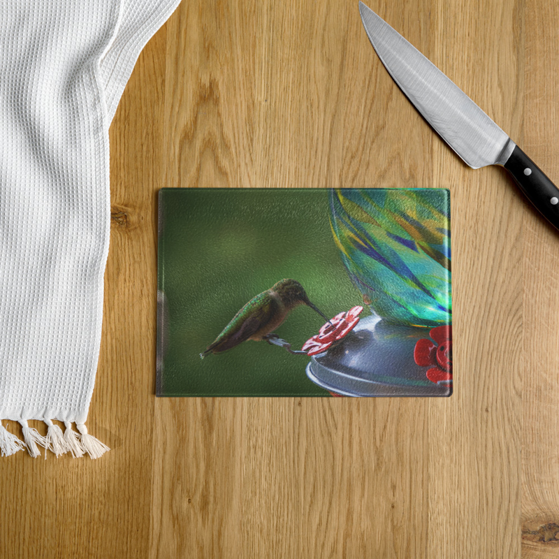 Hummingbird Glass Cutting Board